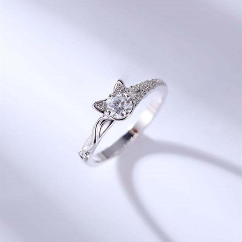 Cubic Zirconia Kitty Cat Ring